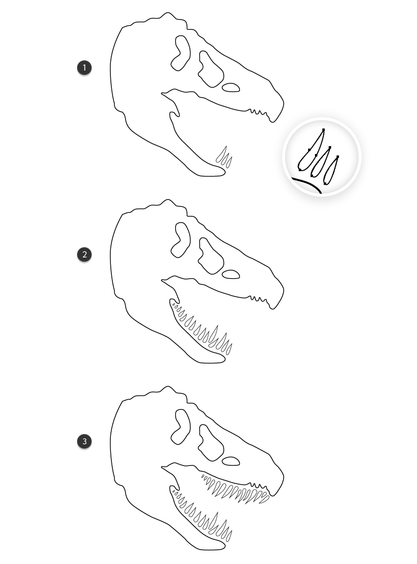 How to draw the dinosaur teeth