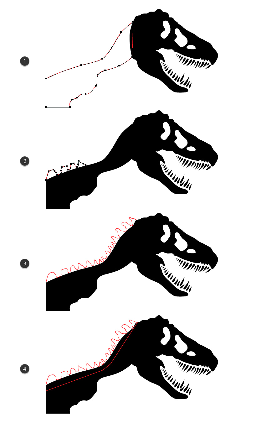 How to draw the dinosaur spine