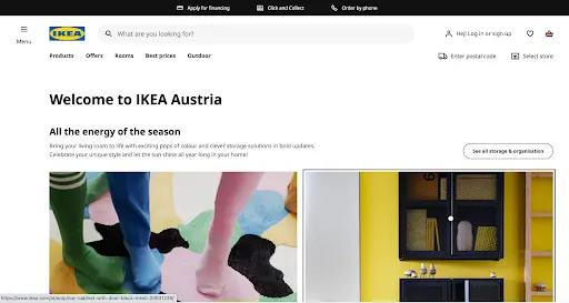 Ikea Austria's Homepage