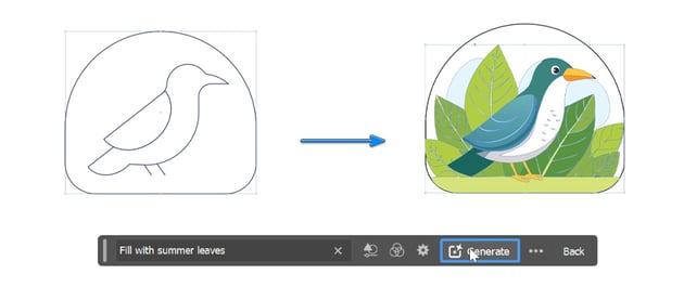 Use the contextual task bar to type in a prompt to fill in shapes with Generative Shape Fill