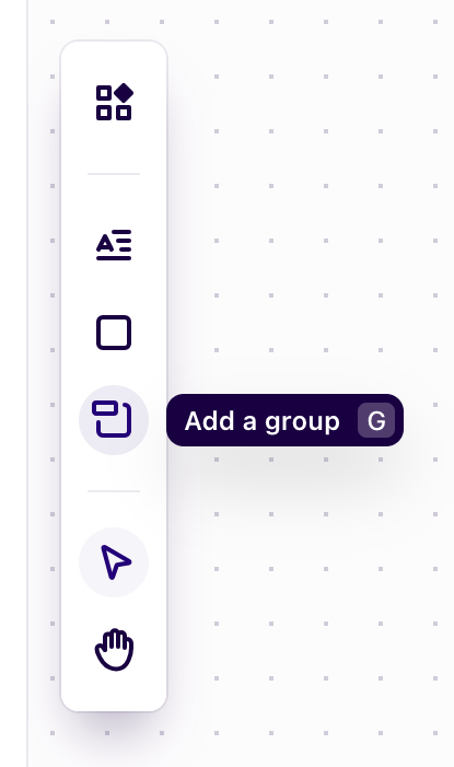 The highlighted icon displays "Add a group" with the shortcut key "G" shown.