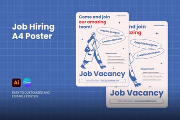 This job hiring poster template is an example of a standard A4 size pamphlet.