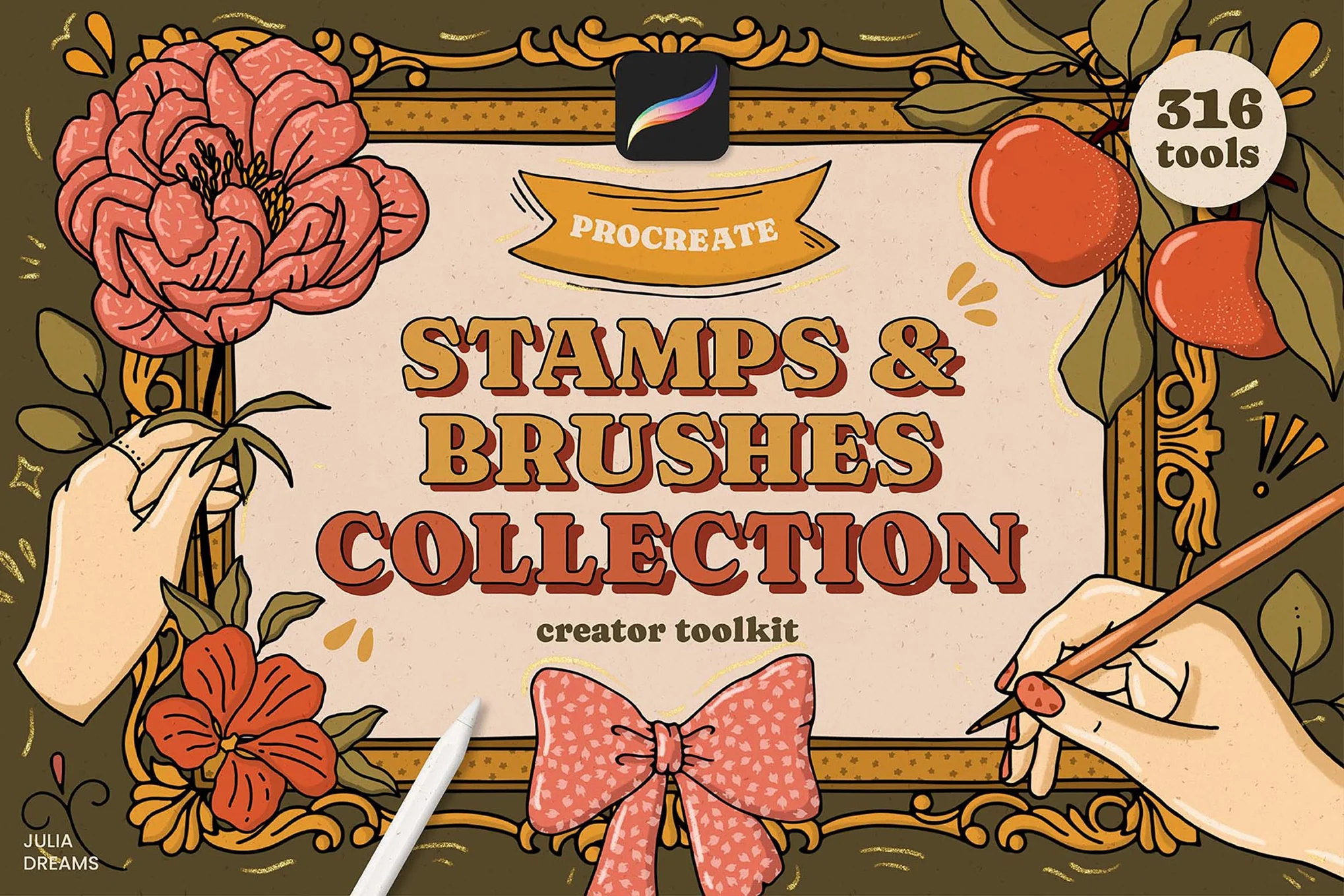 Stamp Brushes Procreate Flowers Frames Floral