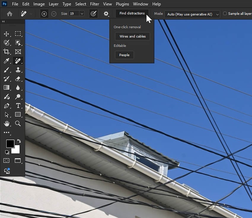 Find Distractions option in Photoshop