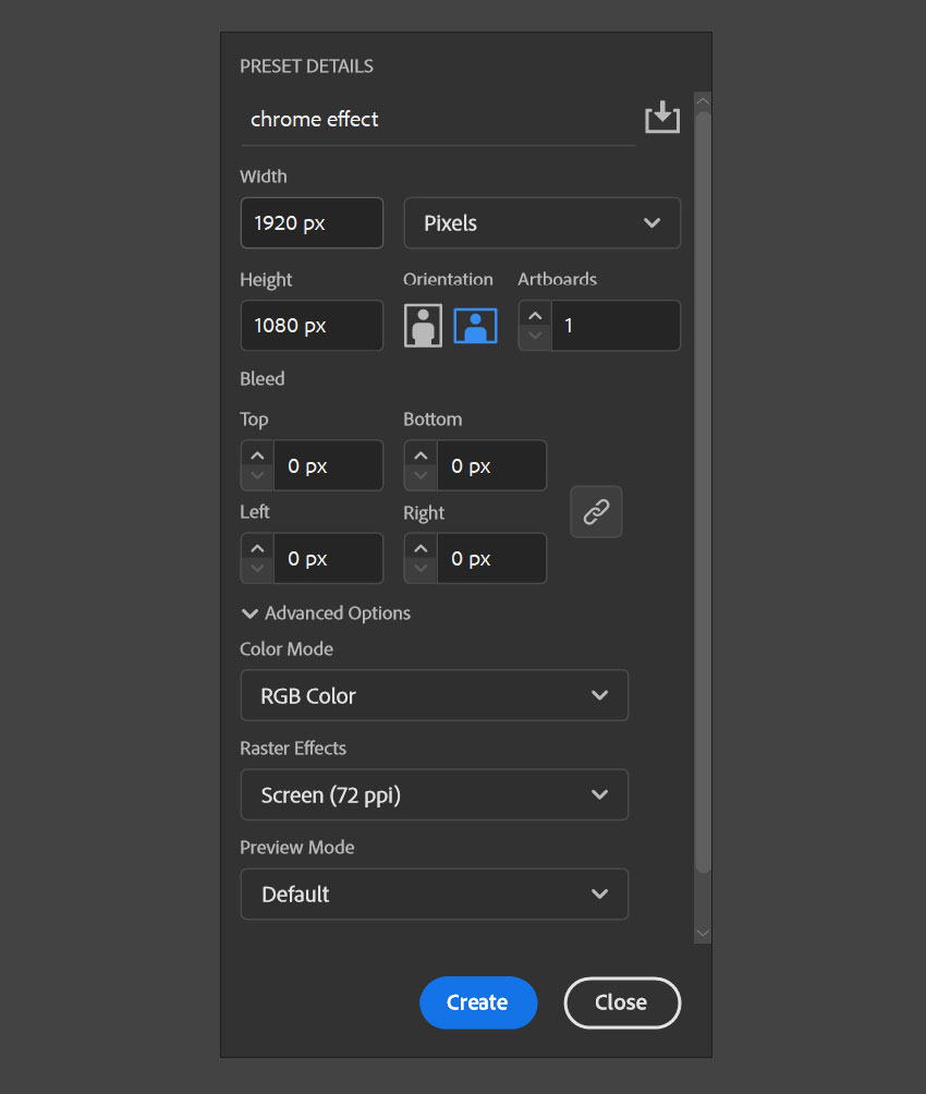 create a new document in Adobe Illustrator