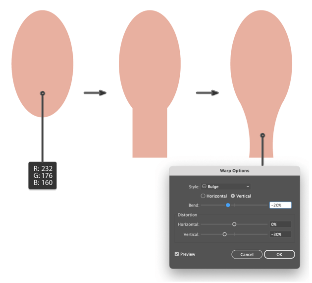 how to create the face shape and neck