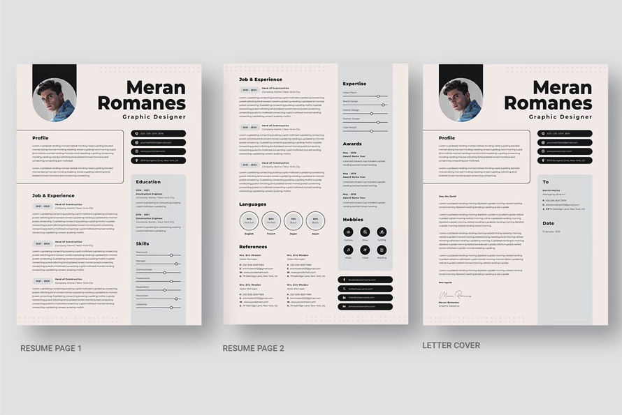 Simle Clean Resume Template with Cover Letter