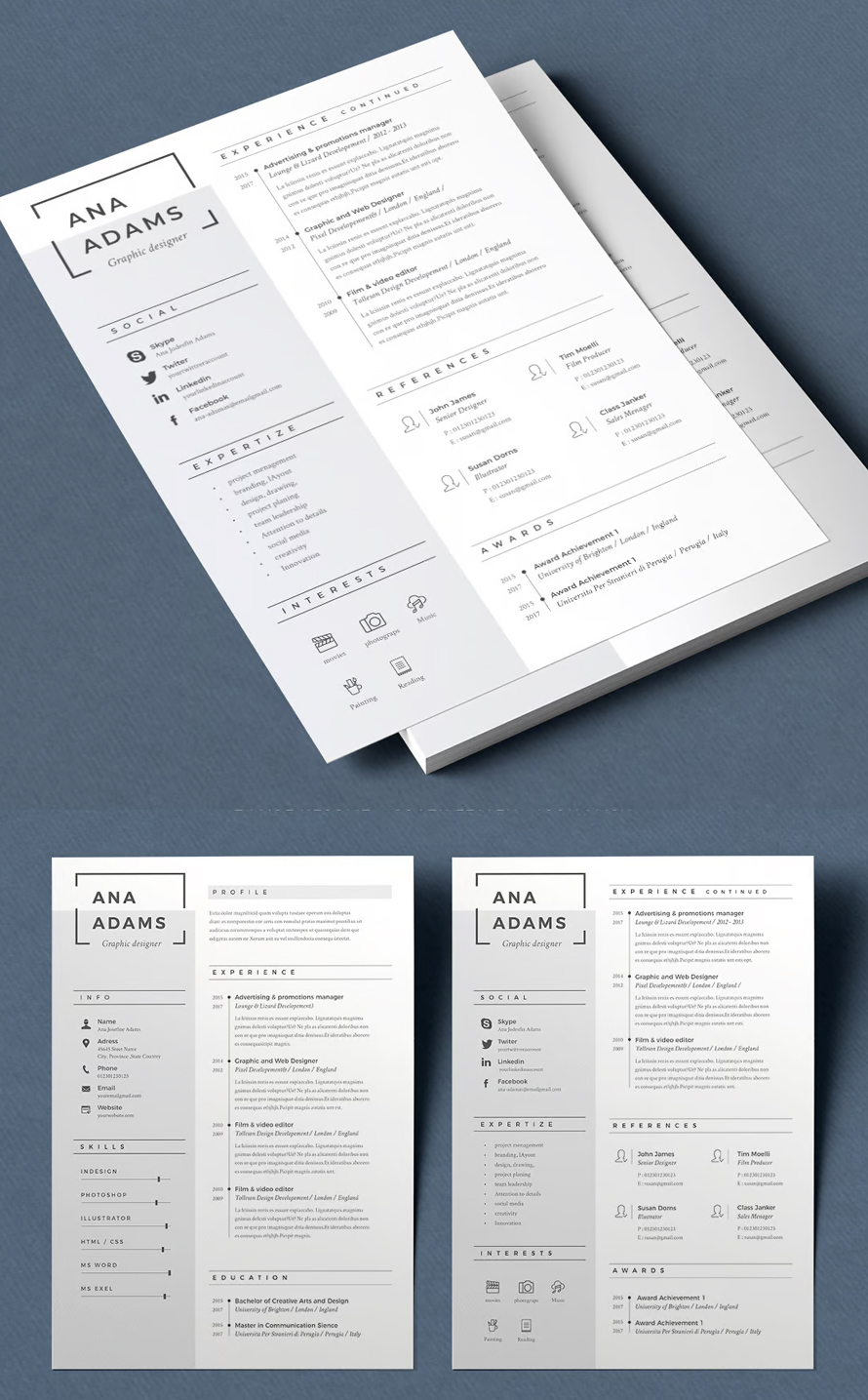 Minimal 2 Pages Resume Template