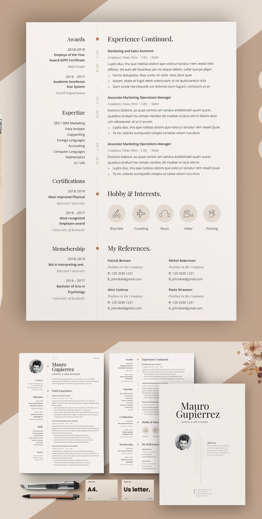 Clean Resume CV Template with Cover Letter