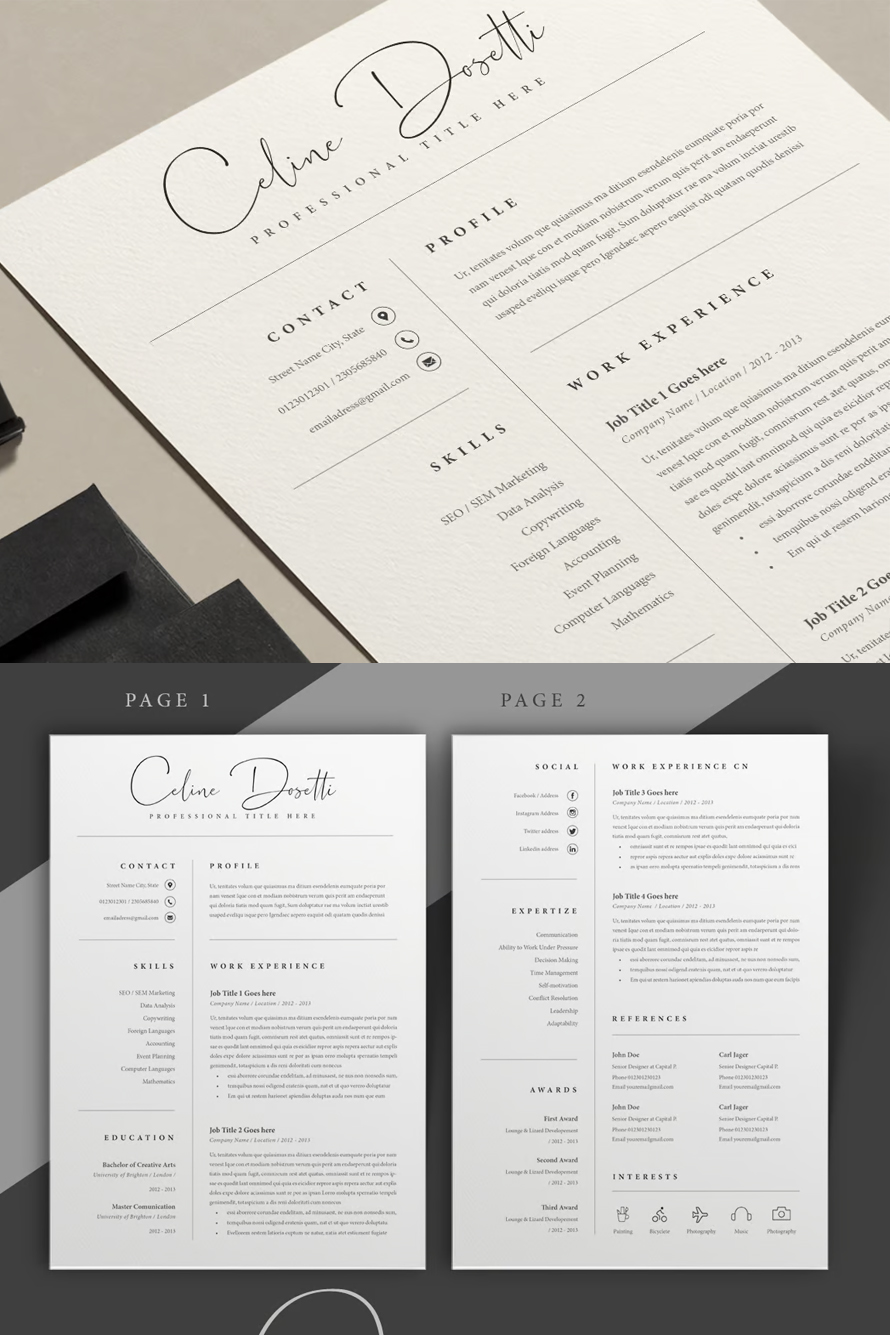 Resume Celine 2 pages Resume Template