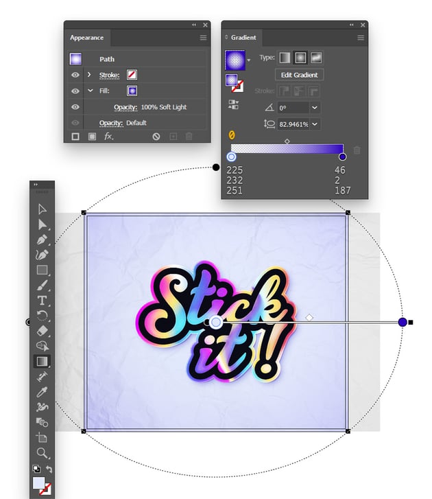 holographic sticker background radial gradient