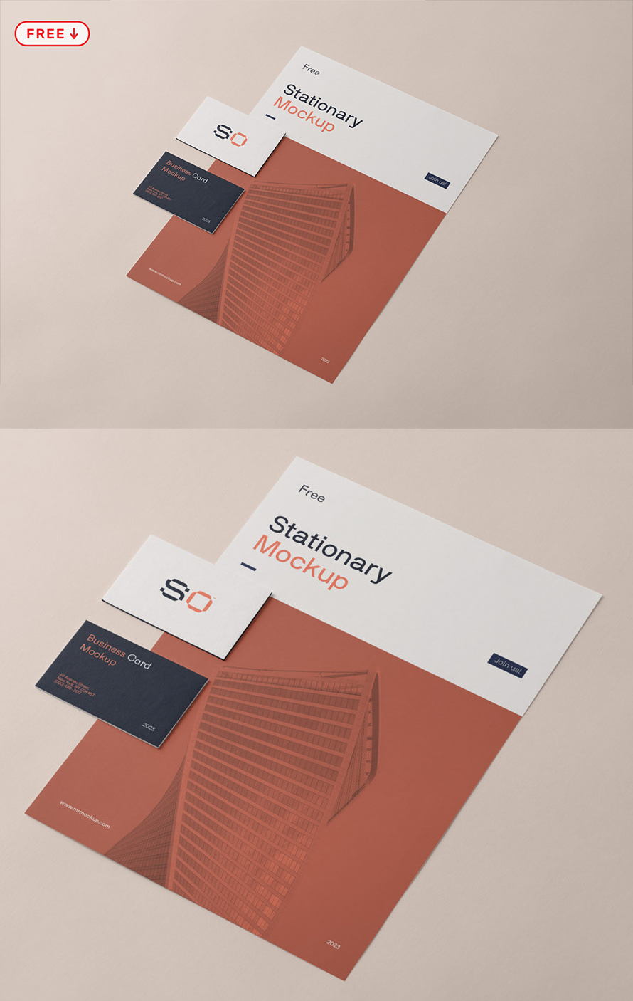 Free Small Stationery Set Mockup