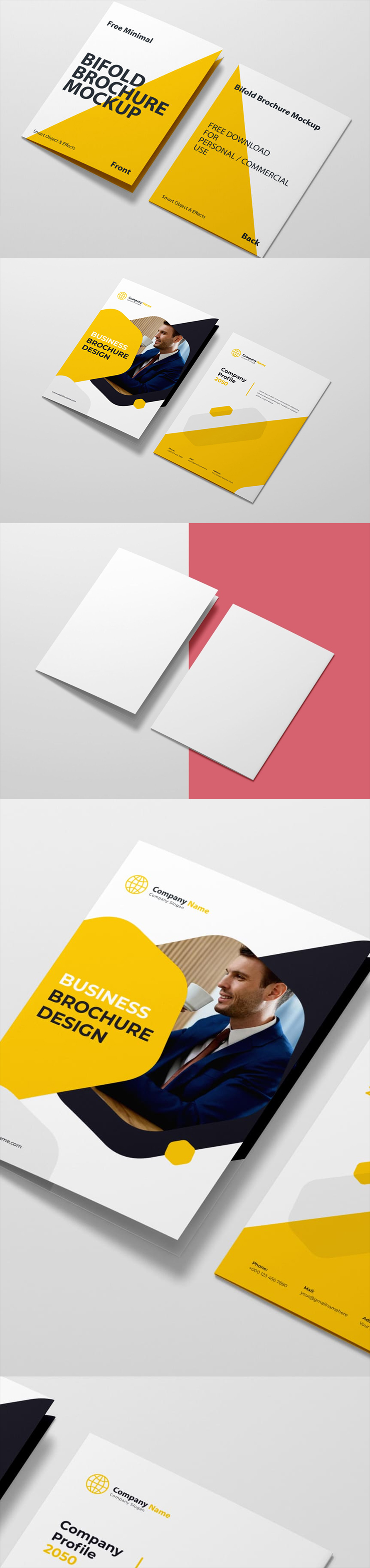 Free Minimal Bifold Brochure Mockup