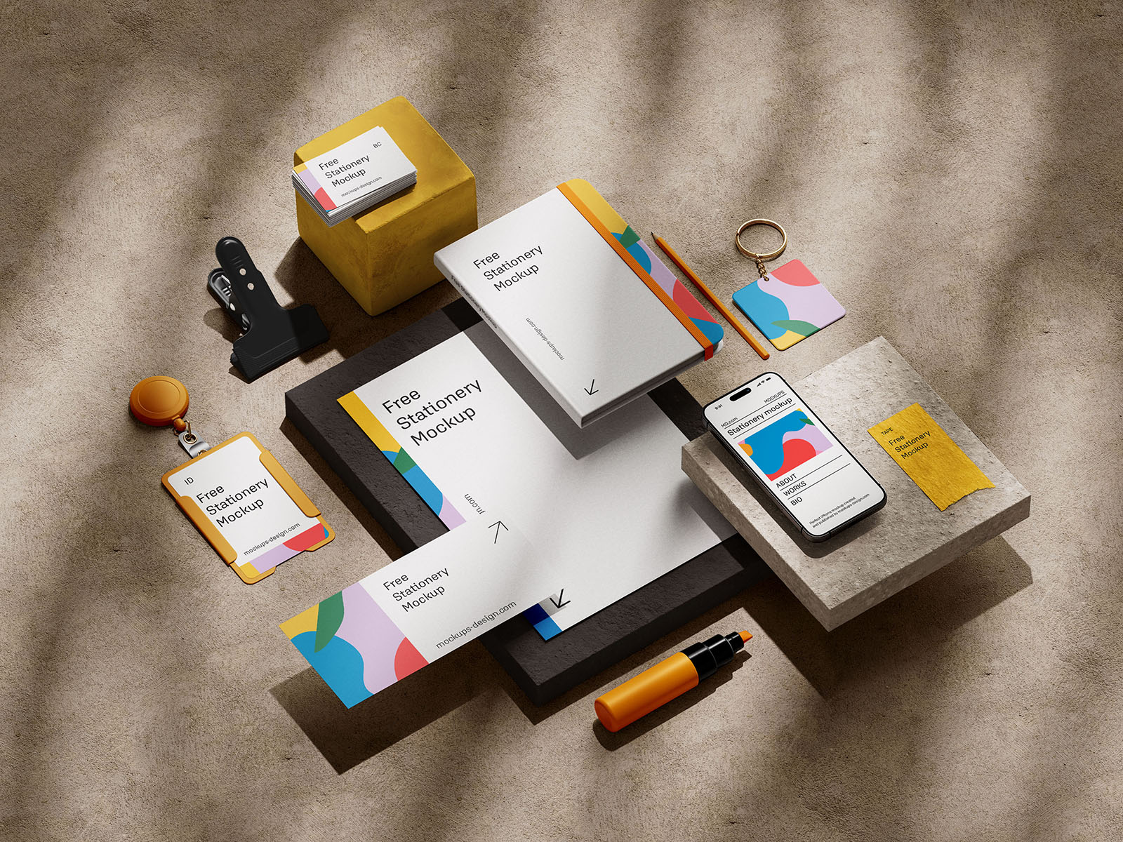 Free Stationery Set Mockup (psd)