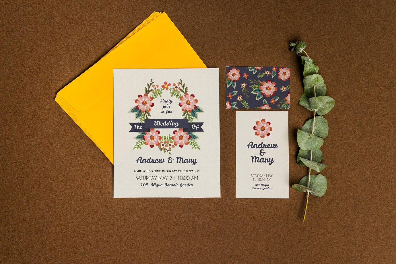 Romantic Stationery Wedding Mockup