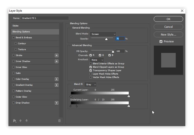 chamge gradient blending options