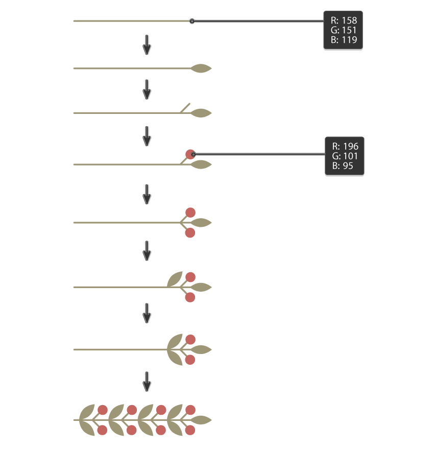 how to create the berry branch for the pattern brush