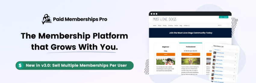 Banner image for the Paid Memberships Pro plugin