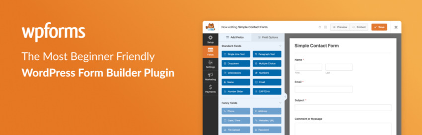 Banner image for the WPForms contact form plugin