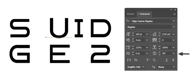 How to rotate a font letter in Illustrator