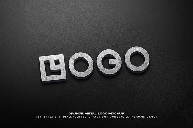 Grunge metal logo mockup available on Envato