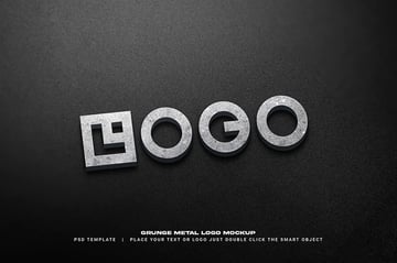 Grunge metal logo mockup available on Envato