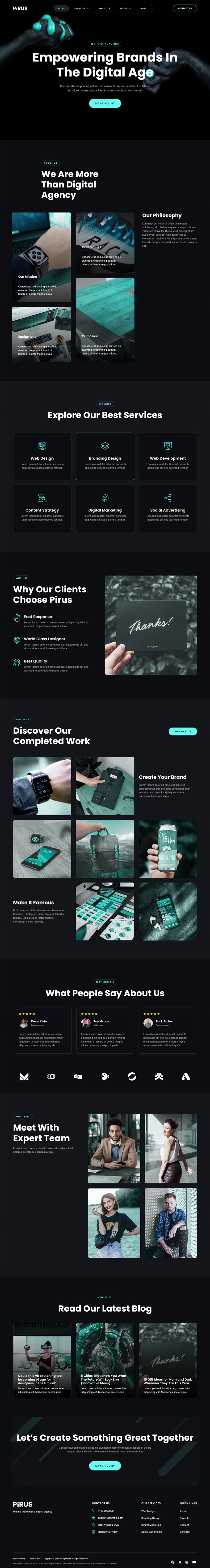 Pirus Dark Digital Agency Fse WordPress Theme