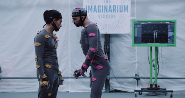 Actors wearing motion capture suits at The Imaginarium Studios