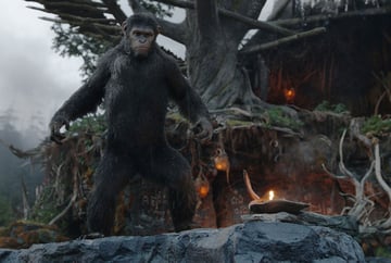 Caesar in Dawn of the Planet of the Apes, portrayed by Andy Serkis using advanced motion capture to deliver a powerful and emotional performance. (Image Credit: 20th Century Fox)