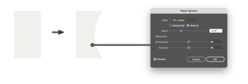 how to use the Arc Lower effect on a rectangle