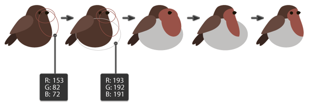 how to create robin's color features using basic shapes and the Pathfinder panel