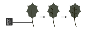 how to create the holly leaf stalk and veins