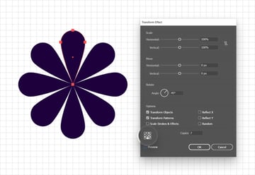 y2k element flower design using transform effect