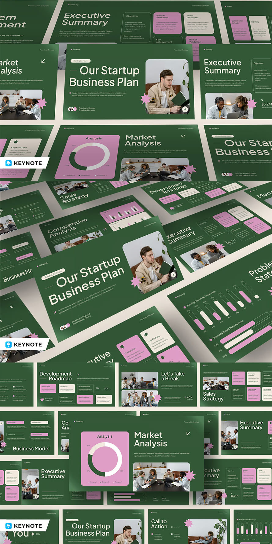 Green Pink Modern Startup Business Plan