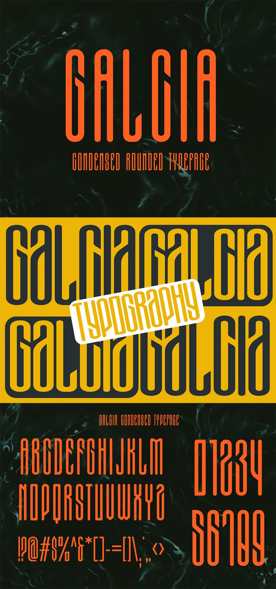 Galcia Condensed Rounded Typeface