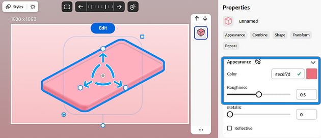 change the color of the 3D object