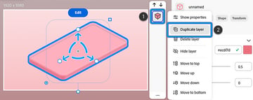 duplicate the 3D object from the mini layer widget