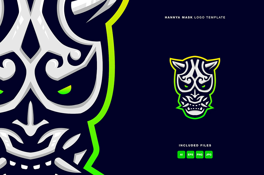 Hannya mask logo template available on Envato