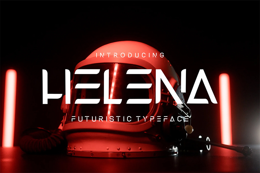 Helena futuristic font available on Envato