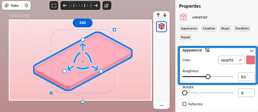 change the color of the 3D object