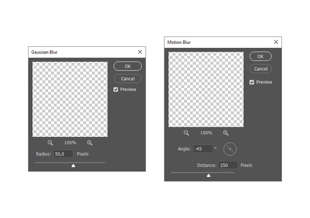 adding gaussian and motion blur filters