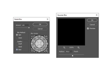 adding radial and gaussian blur filters