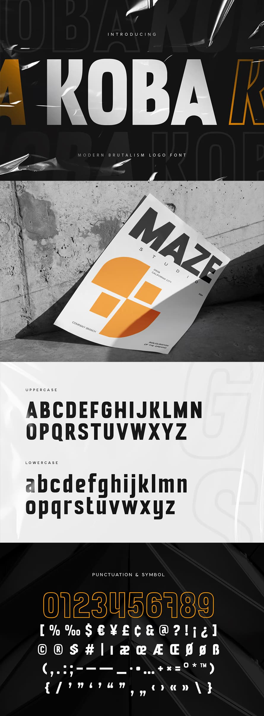 Koba Modern Brutalism Logo Font