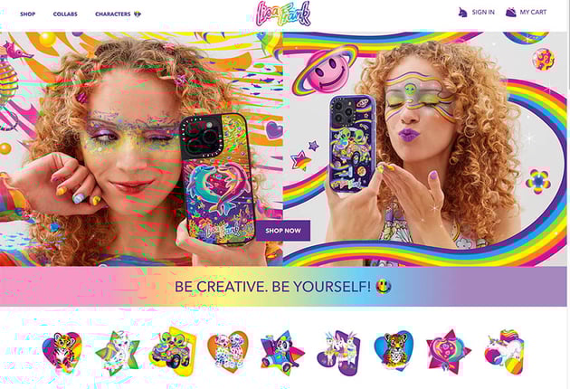 Lisa Frank artwork featured on website