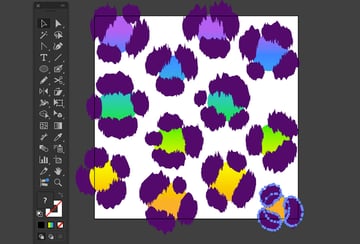 Group each black spot with gradient base shape