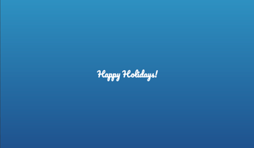 A blue gradient banner with text Happy Holidays