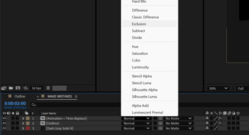 Exclusion mode in After Effects 