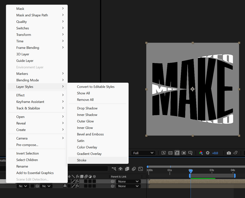 Apply Stroke to layer in After Effects 