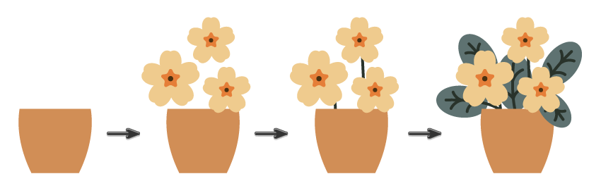 how to combine all the primrose parts into a potted plant