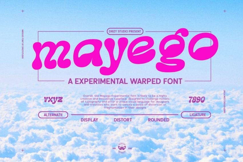 mayego warped experimental font